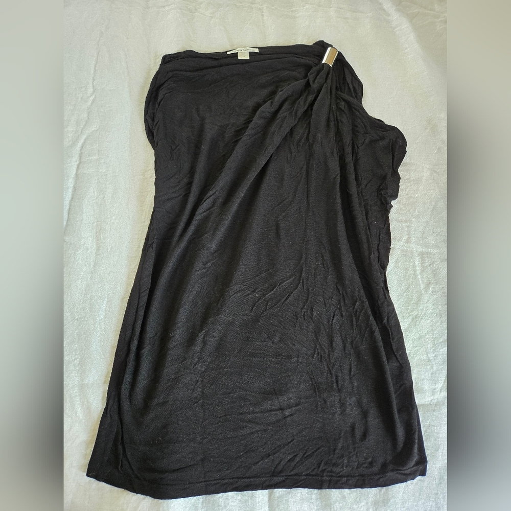 Kenneth Cole Black One-Shoulder Tunic Top